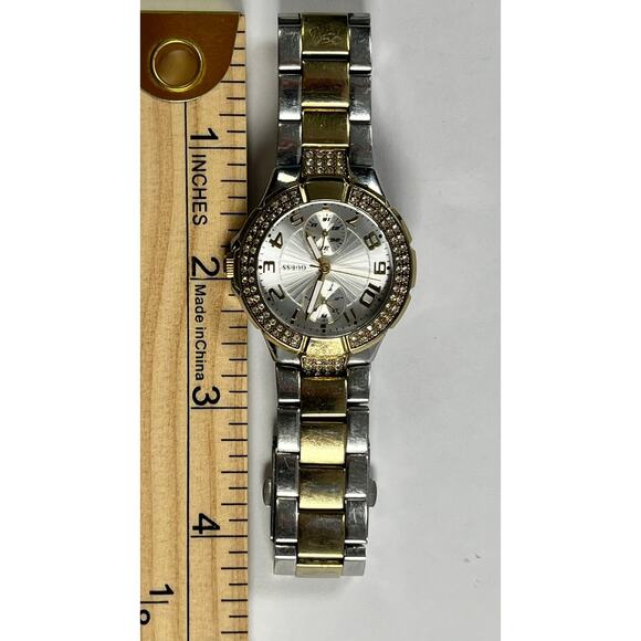 Guess U13586L1 Womens Two Tone Stainless Steel Bracelet w/Crystal Accents Watch - Picture 9 of 11